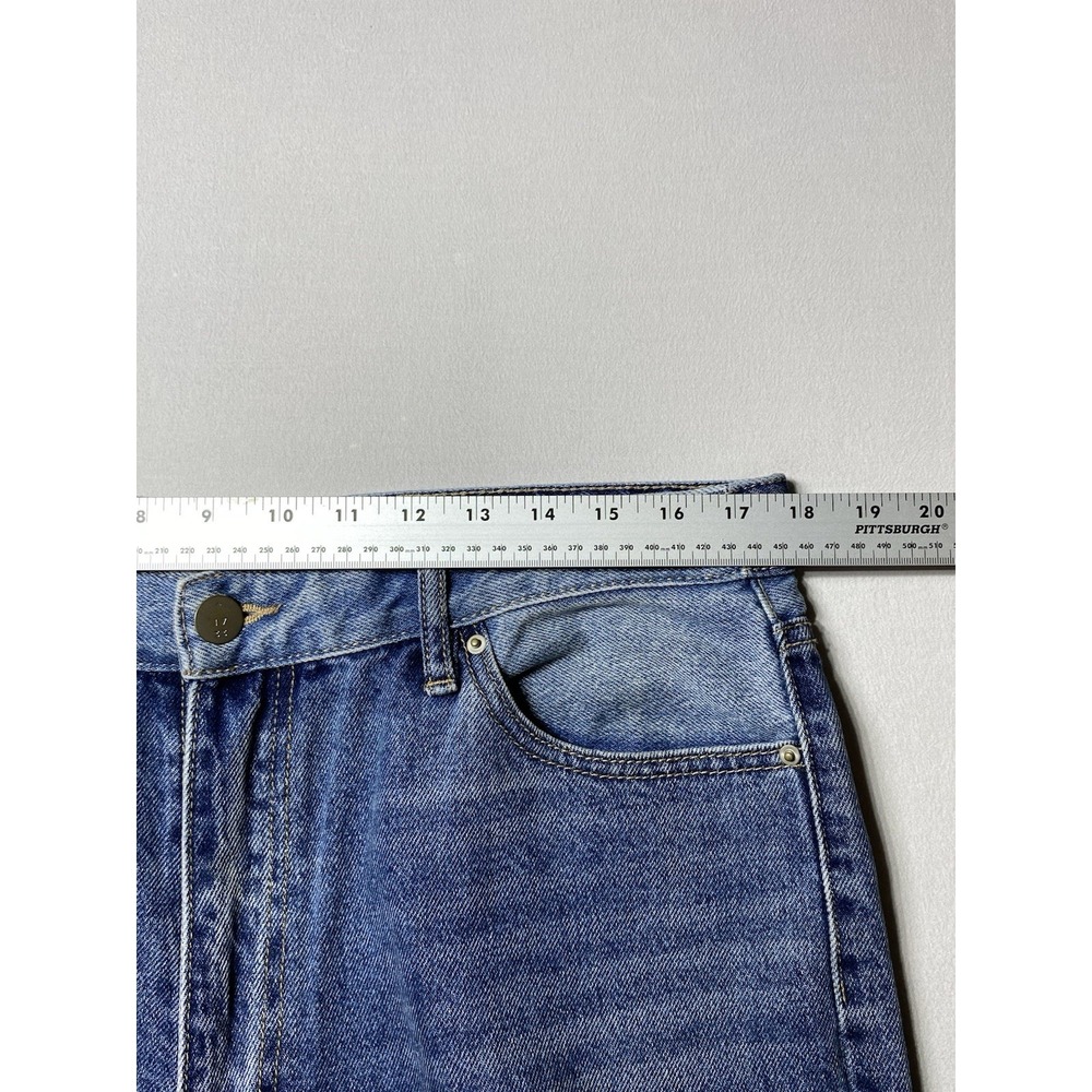 Gilded Intent Women 32 90s Straight Jeans High Rise Patchwork Blue Denim - Picture 5 of 11